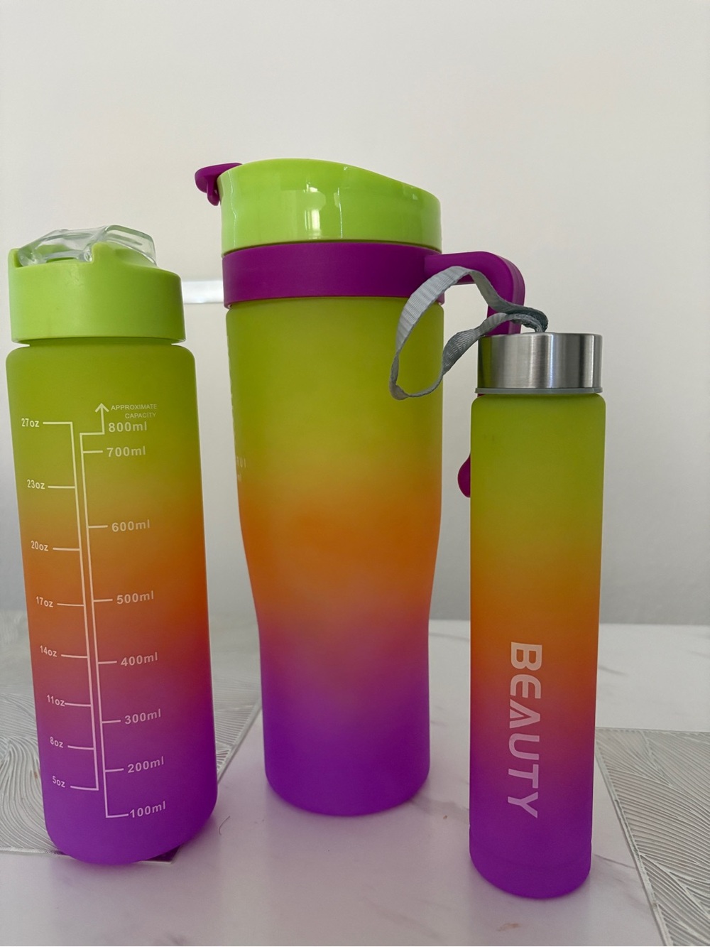 Beauty Gradient Green-Purple Ombré Water Bottle - Women Bath & Body